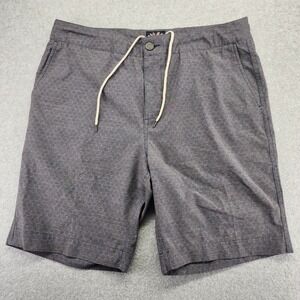 Faherty All Day Shorts Men 35 Gray Geometric Performance Chino Drawstring Casual